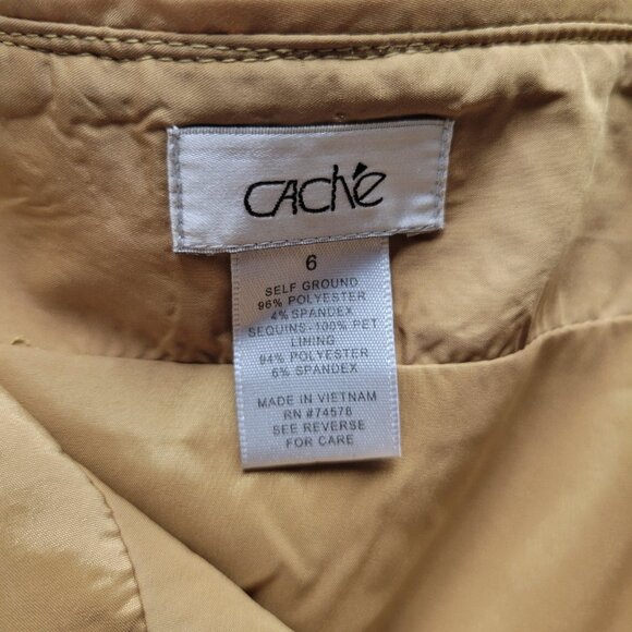 Cache Gold Sequin Mini Skirt - Size 6 - Picture 5 of 5